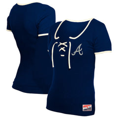 Atlanta Braves New Era Women's Throwback Lace Up T-Shirt Discount