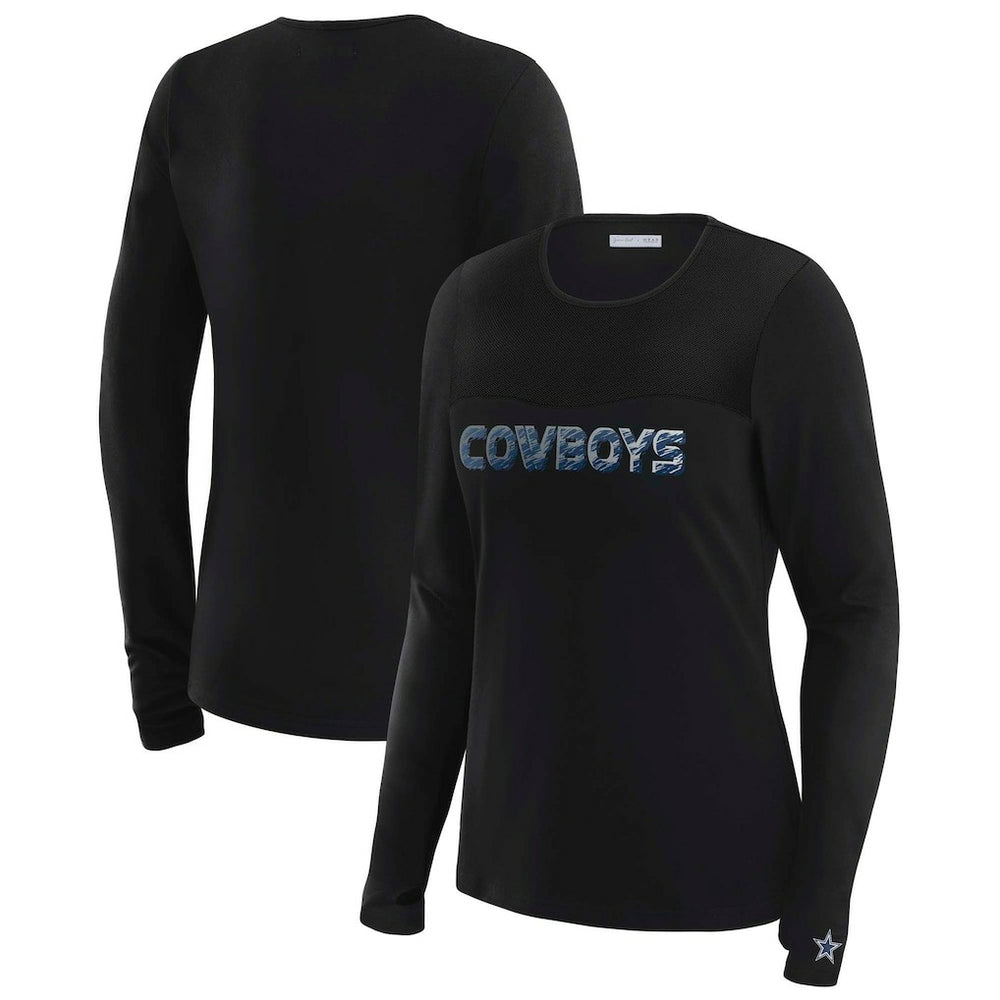 Dallas Cowboys WEAR by Erin Andrews x Gracie Hunt Women's Mesh Panel Long Sleeve T-Shirt - Black - NFL
