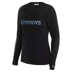 Dallas Cowboys WEAR by Erin Andrews x Gracie Hunt Women's Mesh Panel Long Sleeve T-Shirt - Black - NFL
