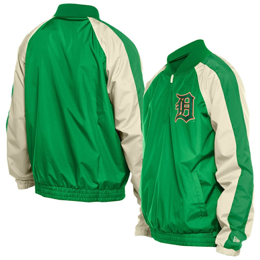 Detroit Tigers New Era St. Patrick's Day Ripstop Raglan Quarter-Zip Windbreaker Sale