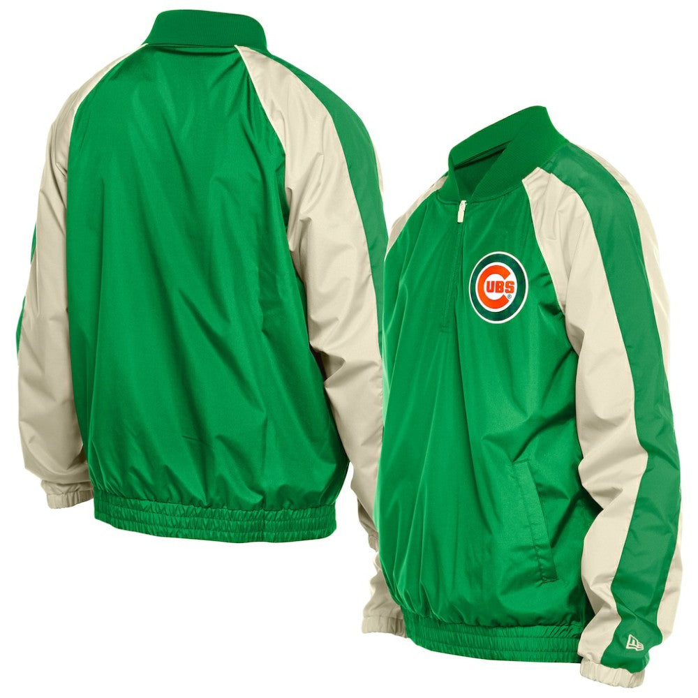 Chicago Cubs New Era St. Patrick's Day Ripstop Raglan Quarter-Zip Windbreaker for sale