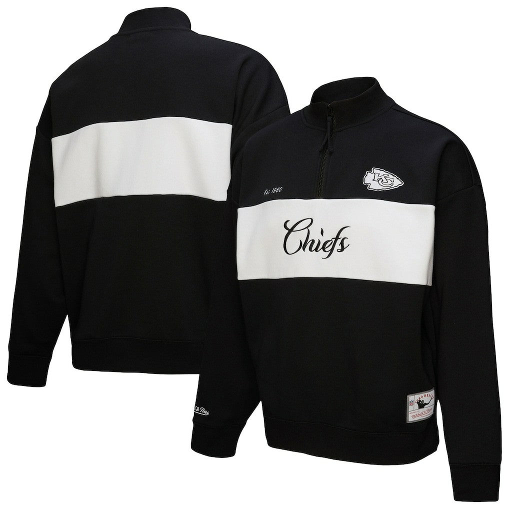 Kansas City Chiefs Women's Quarter-Zip Jacket - Black - Mitchell & Ness