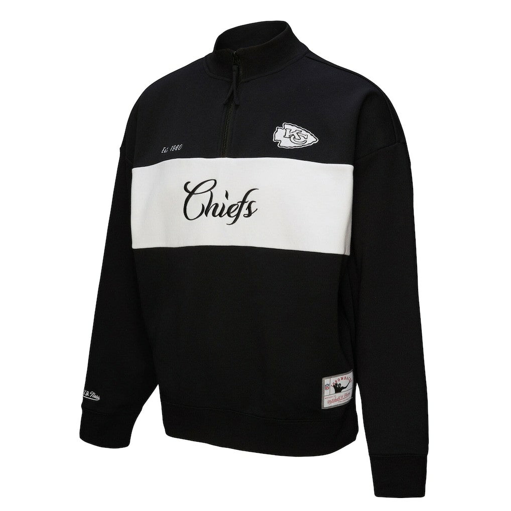 Kansas City Chiefs Women's Quarter-Zip Jacket - Black - Mitchell & Ness