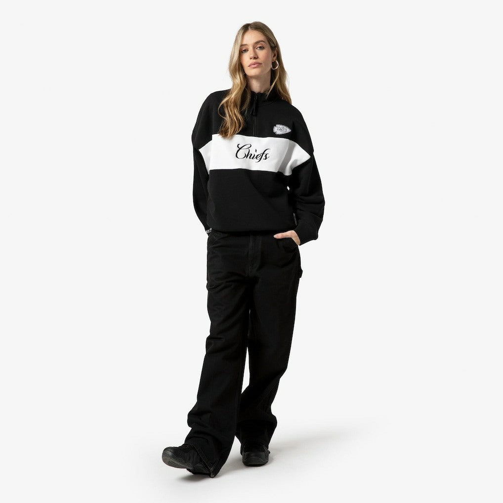 Kansas City Chiefs Women's Quarter-Zip Jacket - Black - Mitchell & Ness