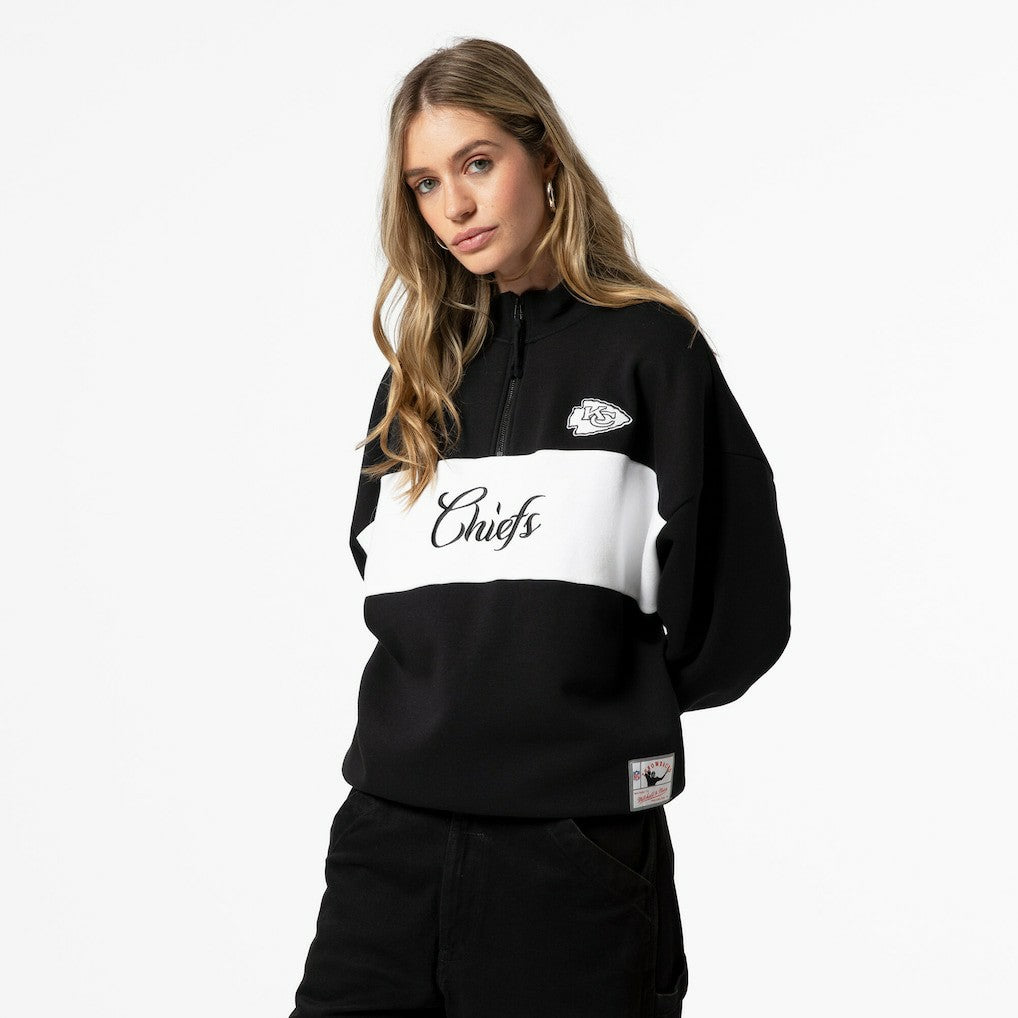 Kansas City Chiefs Women's Quarter-Zip Jacket - Black - Mitchell & Ness