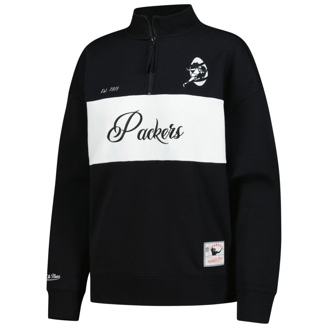 Green Bay Packers Women's Quarter-Zip Jacket - Black - Mitchell & Ness