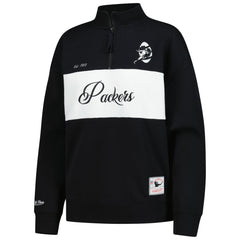 Green Bay Packers Women's Quarter-Zip Jacket - Black - Mitchell & Ness