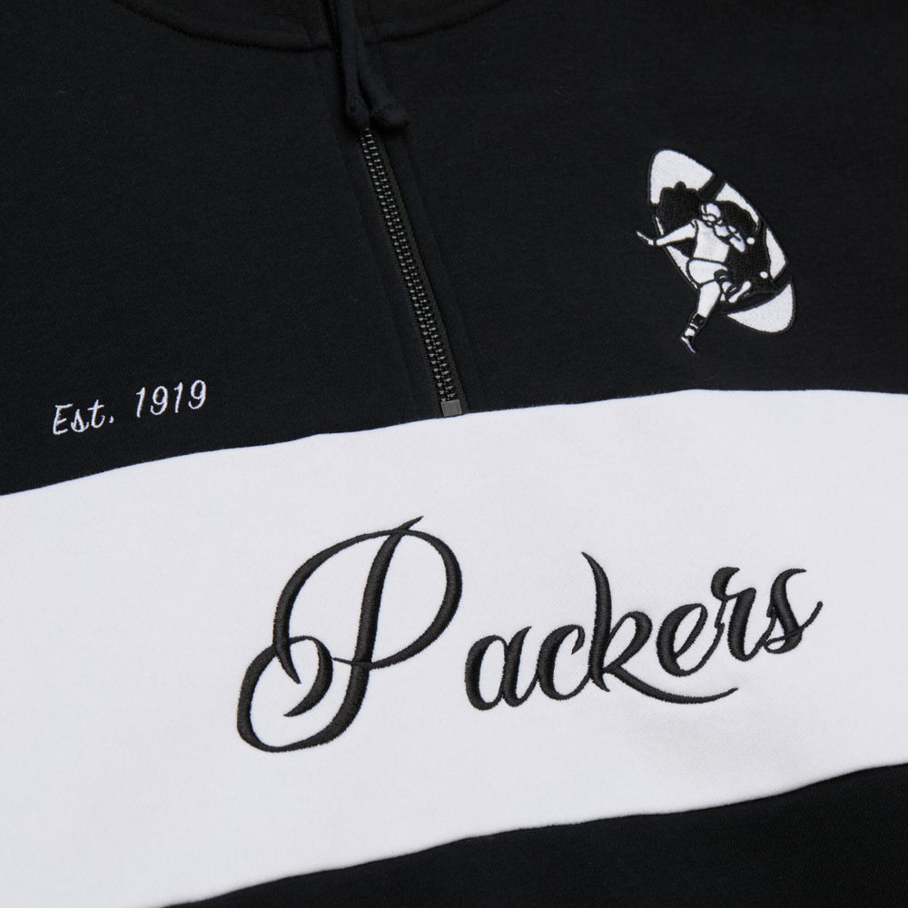Green Bay Packers Women's Quarter-Zip Jacket - Black - Mitchell & Ness