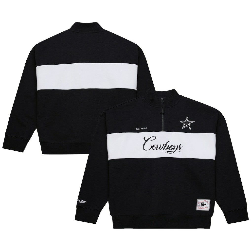 Dallas Cowboys Women's Quarter-Zip Jacket - Black - Mitchell & Ness