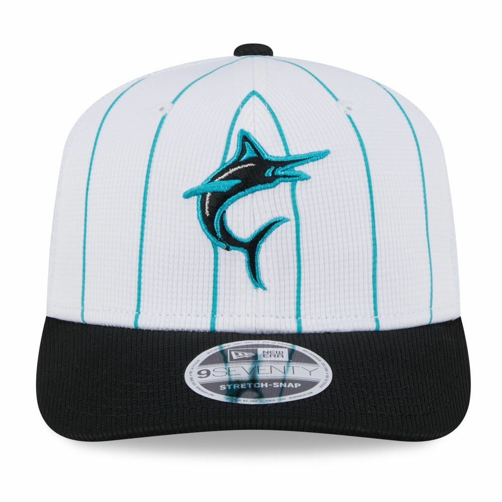 Miami Marlins New Era 2025 Batting Practice 9SEVENTY Stretch-Snap Trucker Hat Online