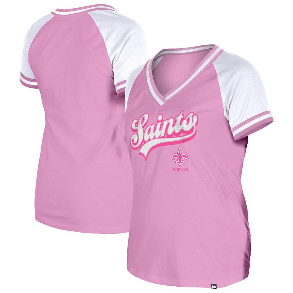 New Orleans Saints New Era Women's Mommy & Me V-Neck T-Shirt - Pink - NFL