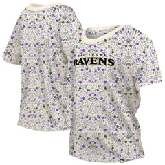 Baltimore Ravens New Era Women's Glam Game Floral Scoop Neck T-Shirt - Cream - NFL