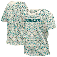 Philadelphia Eagles New Era Women's Glam Game Floral Scoop Neck T-Shirt - Cream - NFL