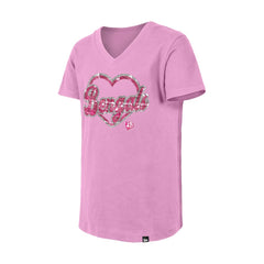 Cincinnati Bengals New Era Girls Youth Flip Sequins V-Neck T-Shirt - Pink - NFL