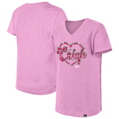 Kansas City Chiefs New Era Girls Youth Flip Sequins V-Neck T-Shirt - Pink - NFL