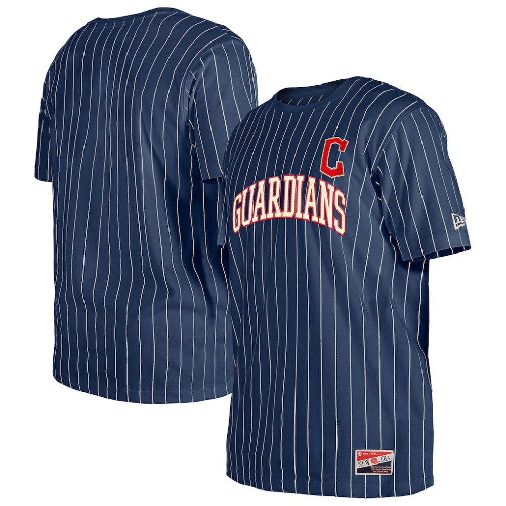 Cleveland Guardians New Era Throwback Pinstripe T-Shirt Discount