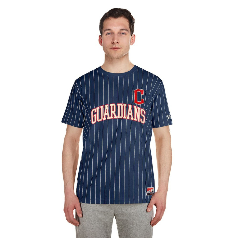 Cleveland Guardians New Era Throwback Pinstripe T-Shirt Discount