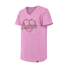 Nashville Predators New Era Girl's Youth Flip Sequin V-Neck T-Shirt - Pink | New Era discount