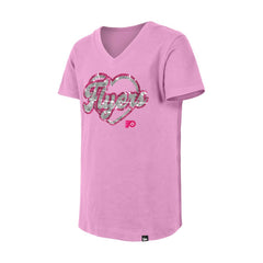 Philadelphia Flyers New Era Girl's Youth Flip Sequin V-Neck T-Shirt - Pink | New Era discount