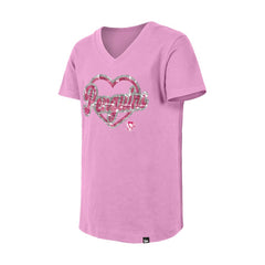 Pittsburgh Penguins New Era Girl's Youth Flip Sequin V-Neck T-Shirt - Pink | New Era Clearance