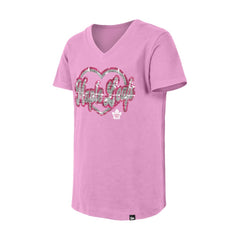 Toronto Maple Leafs New Era Girl's Youth Flip Sequin V-Neck T-Shirt - Pink | New Era sale