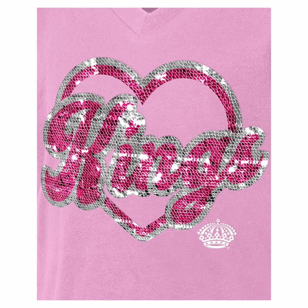 Los Angeles Kings New Era Girl's Youth Flip Sequin V-Neck T-Shirt - Pink | New Era on sale