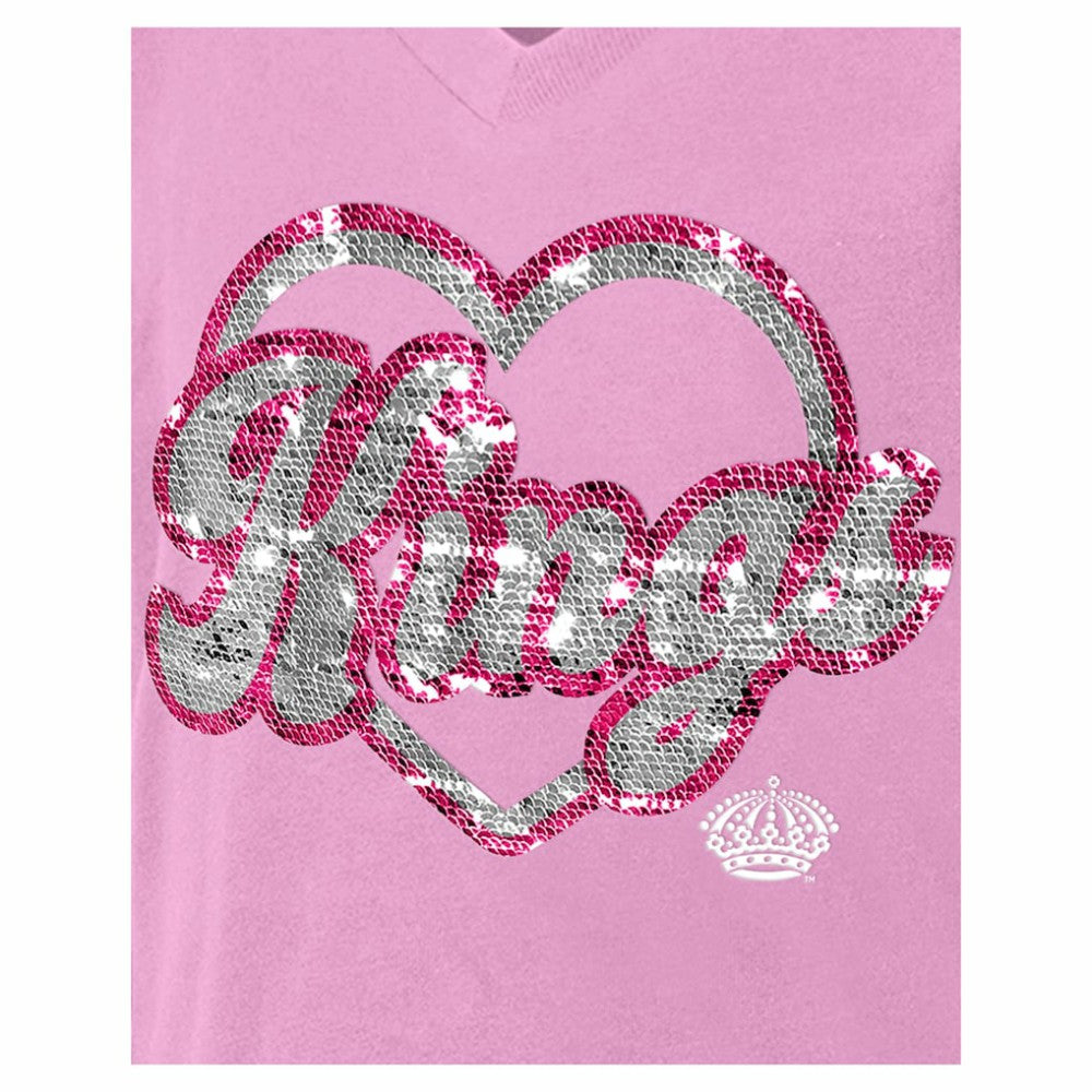 Los Angeles Kings New Era Girl's Youth Flip Sequin V-Neck T-Shirt - Pink | New Era on sale