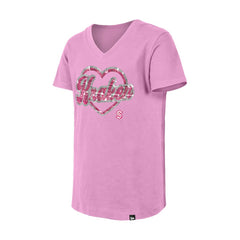 Seattle Kraken New Era Girl's Youth Flip Sequin V-Neck T-Shirt - Pink | New Era on sale