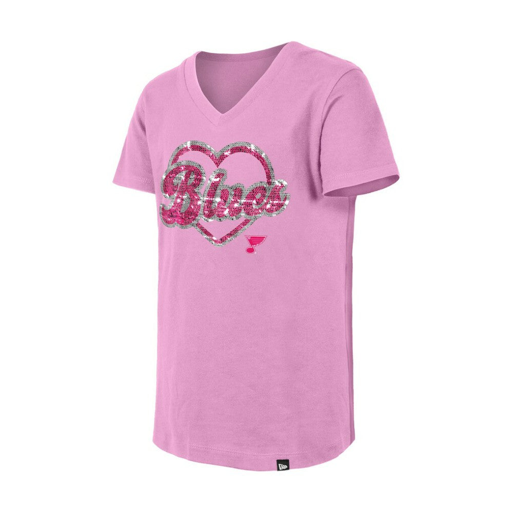 St. Louis Blues New Era Girl's Youth Flip Sequin V-Neck T-Shirt - Pink | New Era discount