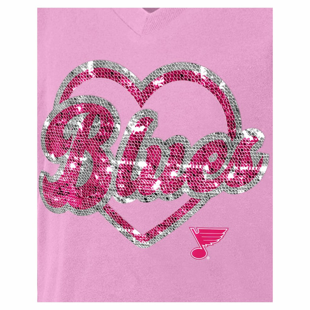 St. Louis Blues New Era Girl's Youth Flip Sequin V-Neck T-Shirt - Pink | New Era discount