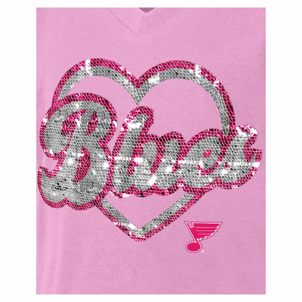 St. Louis Blues New Era Girl's Youth Flip Sequin V-Neck T-Shirt - Pink | New Era discount
