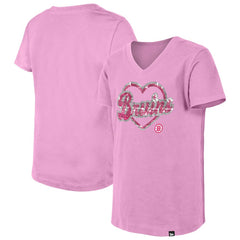Boston Bruins New Era Girl's Youth Flip Sequin V-Neck T-Shirt - Pink | New Era Lifestyle