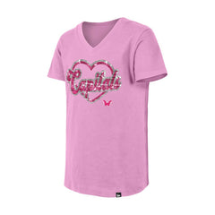 Washington Capitals New Era Girl's Youth Flip Sequin V-Neck T-Shirt - Pink | New Era online