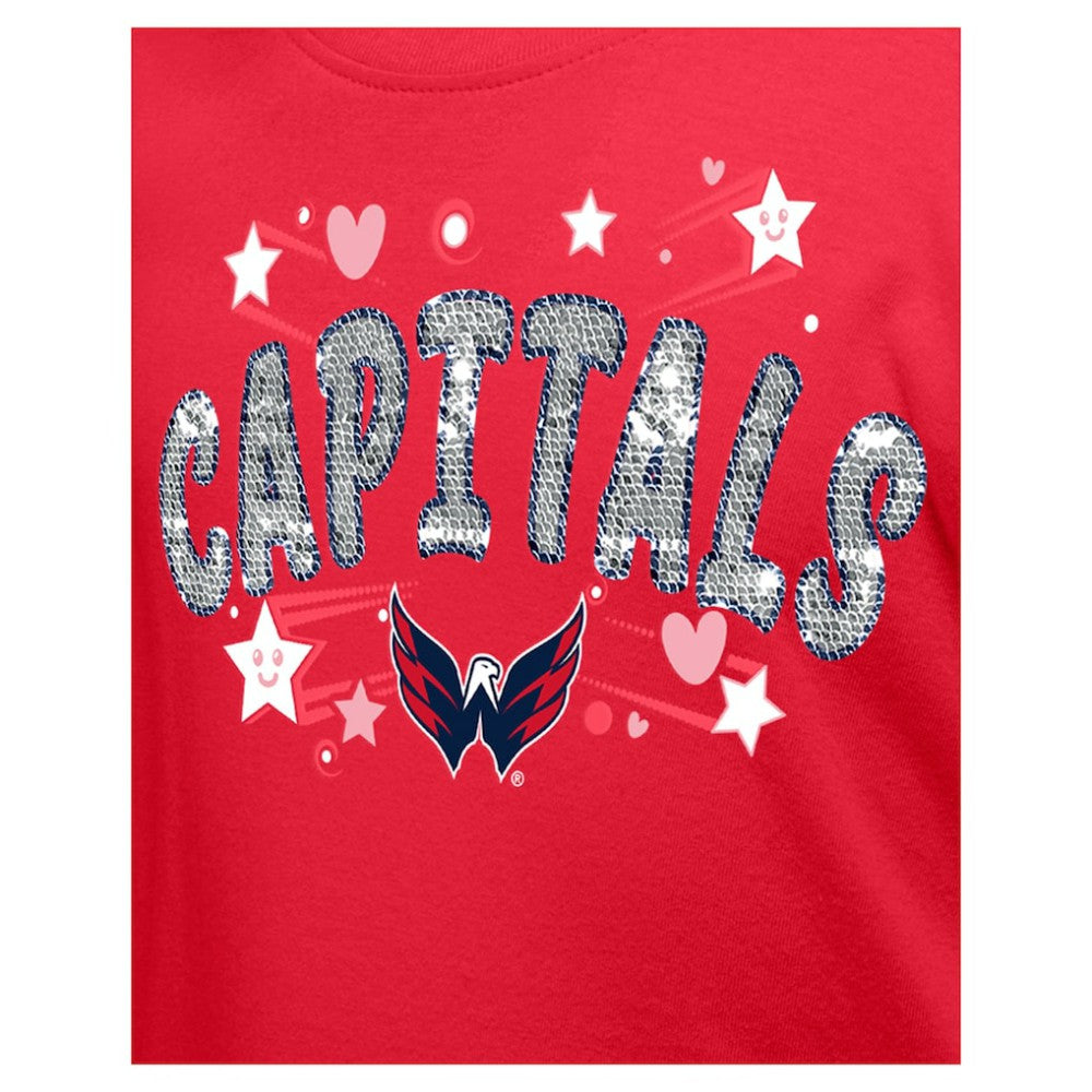 Washington Capitals New Era Girl's Youth Flip Sequin T-Shirt - Red | New Era Clearance