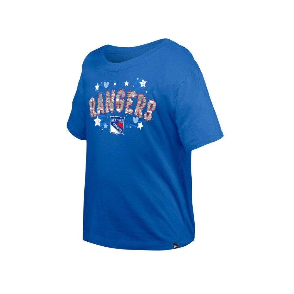 New York Rangers New Era Girl's Youth Flip Sequin T-Shirt - Blue | New Era discount
