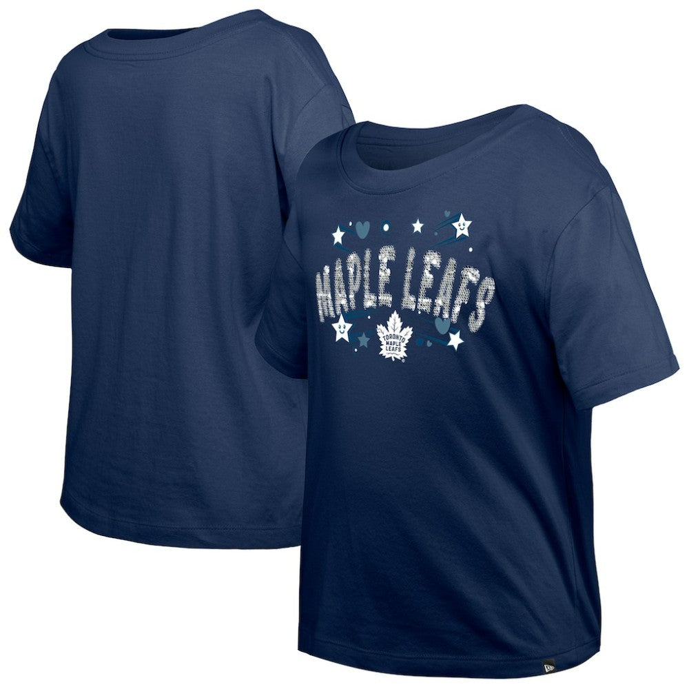 Toronto Maple Leafs New Era Girl's Youth Flip Sequin T-Shirt - Navy | New Era on sale