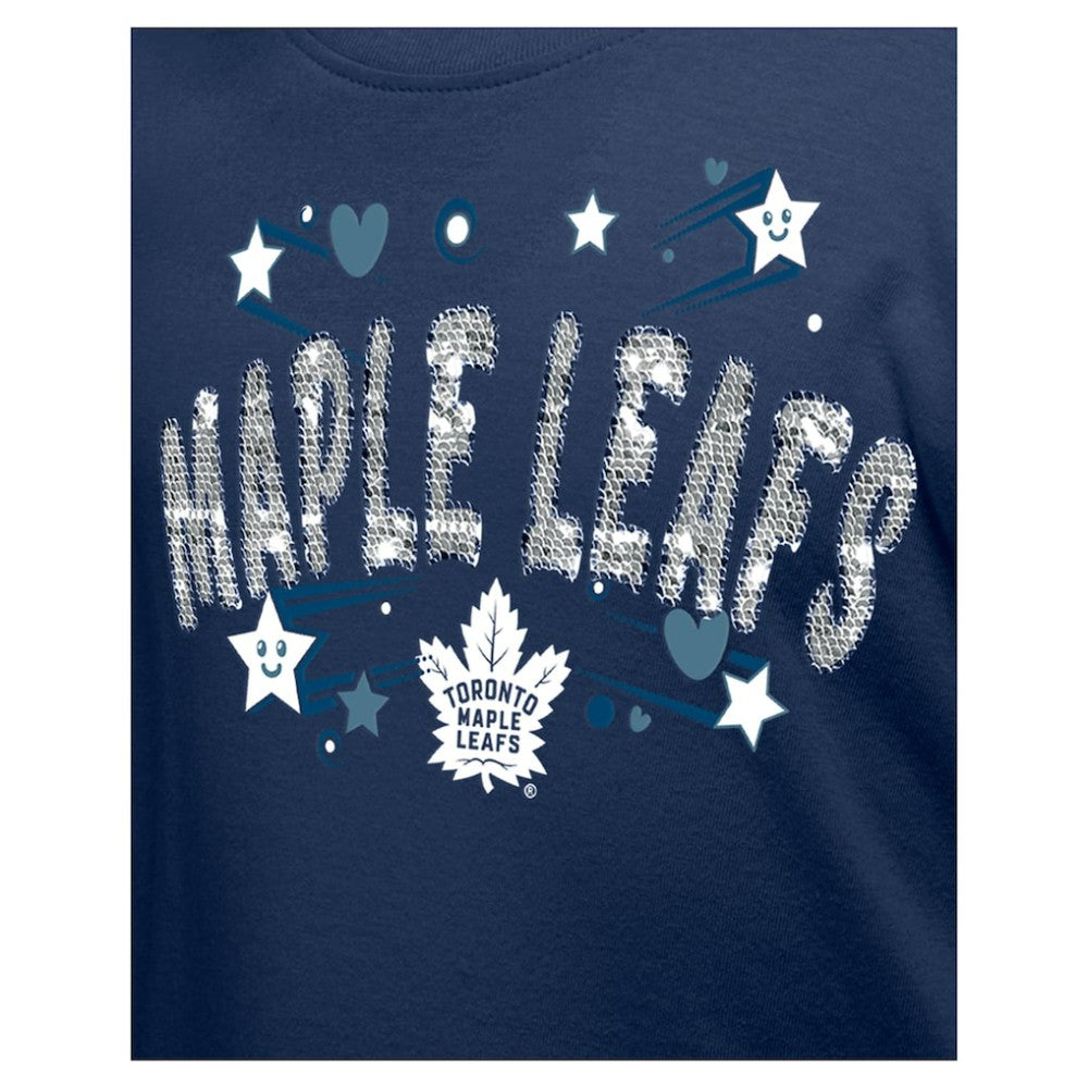 Toronto Maple Leafs New Era Girl's Youth Flip Sequin T-Shirt - Navy | New Era on sale