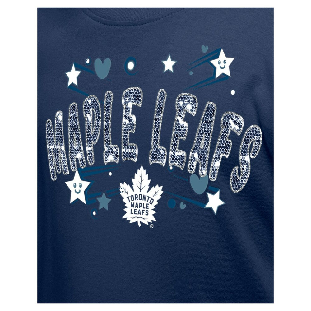Toronto Maple Leafs New Era Girl's Youth Flip Sequin T-Shirt - Navy | New Era on sale