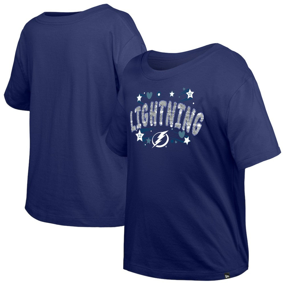 Tampa Bay Lightning New Era Girl's Youth Flip Sequin T-Shirt - Blue | New Era Lifestyle