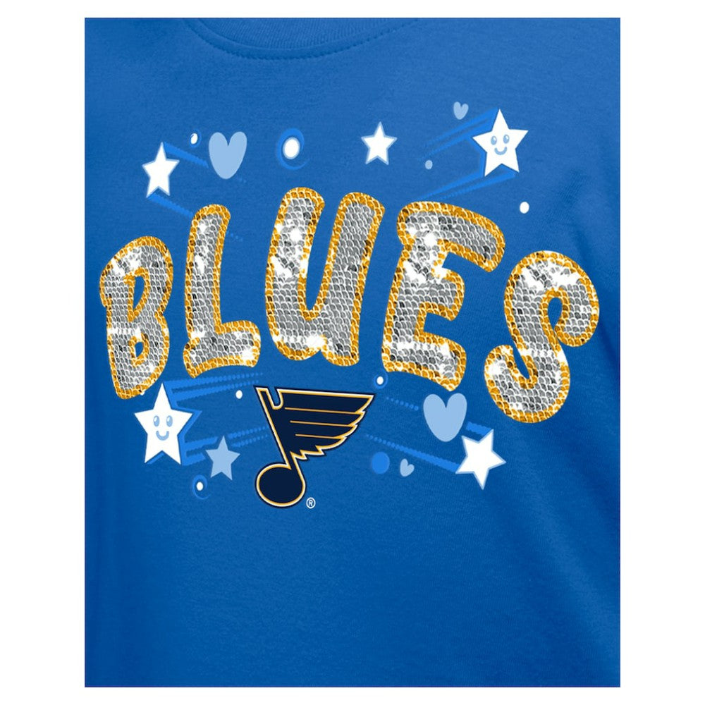 St. Louis Blues New Era Girl's Youth Flip Sequin T-Shirt - Blue | New Era Clearance