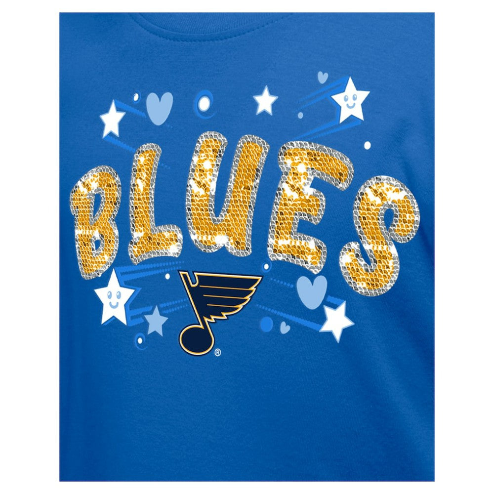St. Louis Blues New Era Girl's Youth Flip Sequin T-Shirt - Blue | New Era Clearance