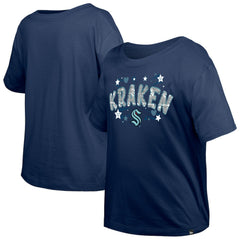 Seattle Kraken New Era Girl's Youth Flip Sequin T-Shirt - Deep Sea Blue | New Era Clearance
