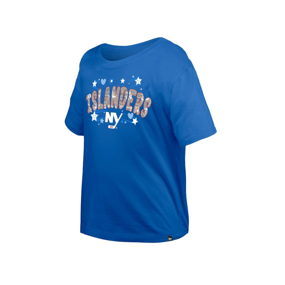 New York Islanders New Era Girl's Youth Flip Sequin T-Shirt - Blue | New Era Clearance