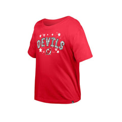 New Jersey Devils New Era Girl's Youth Flip Sequin T-Shirt - Red | New Era online