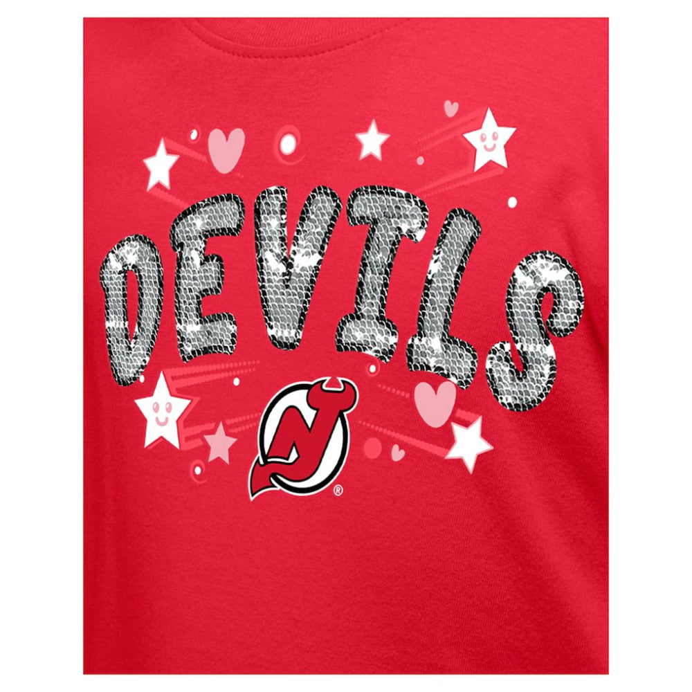 New Jersey Devils New Era Girl's Youth Flip Sequin T-Shirt - Red | New Era online