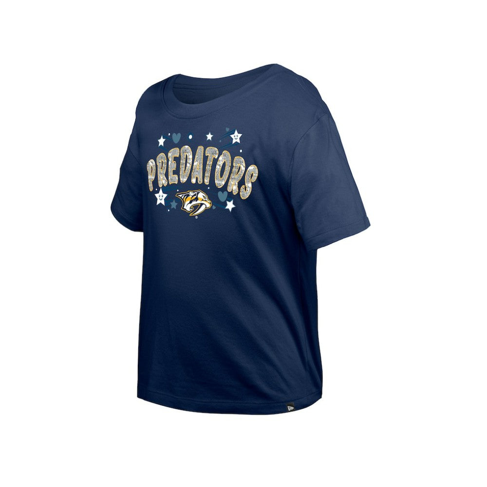 Nashville Predators New Era Girl's Youth Flip Sequin T-Shirt - Navy | New Era on sale