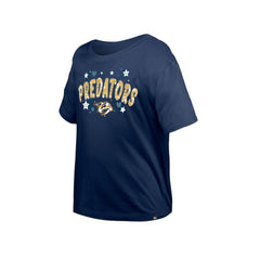 Nashville Predators New Era Girl's Youth Flip Sequin T-Shirt - Navy | New Era on sale