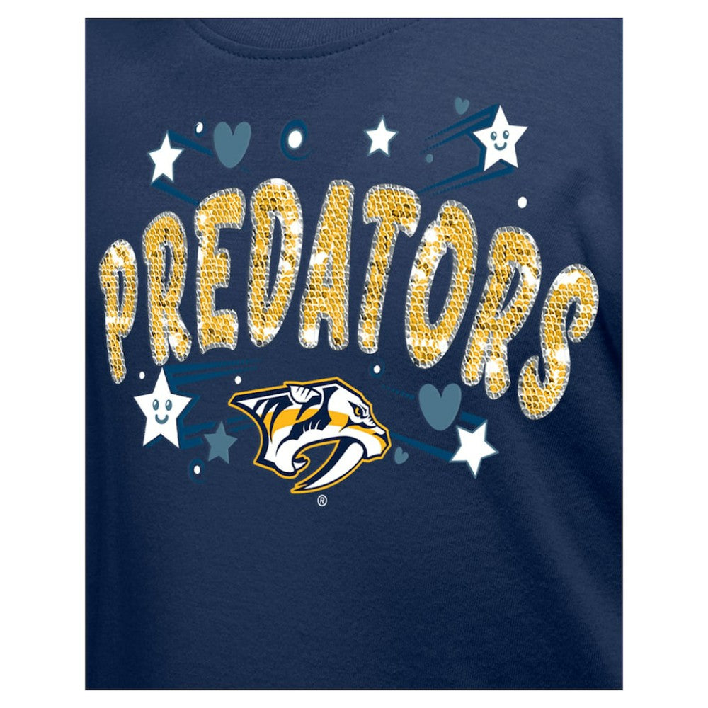 Nashville Predators New Era Girl's Youth Flip Sequin T-Shirt - Navy | New Era on sale