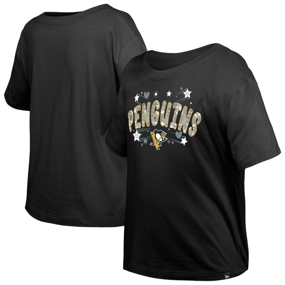 Pittsburgh Penguins New Era Girl's Youth Flip Sequin T-Shirt - Black | New Era sale