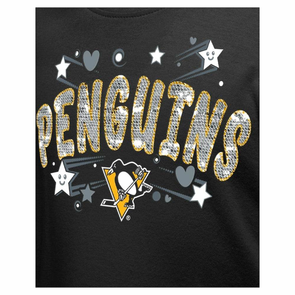 Pittsburgh Penguins New Era Girl's Youth Flip Sequin T-Shirt - Black | New Era sale
